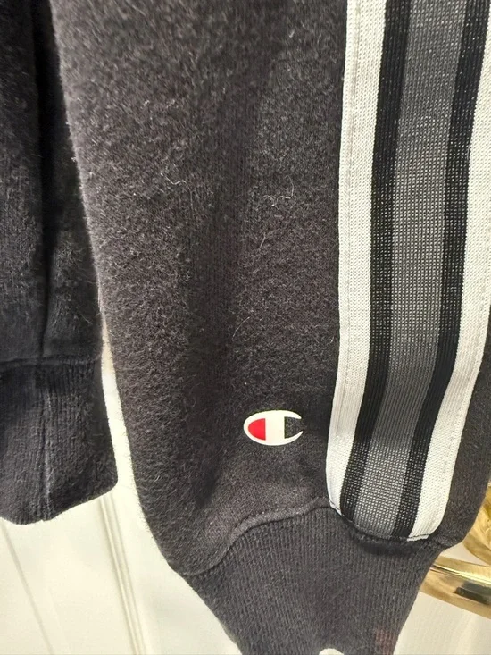 Champion Script Logo Hoodie Men’s Large Black Streetwear Essential Y2K - Picture 7 of 11